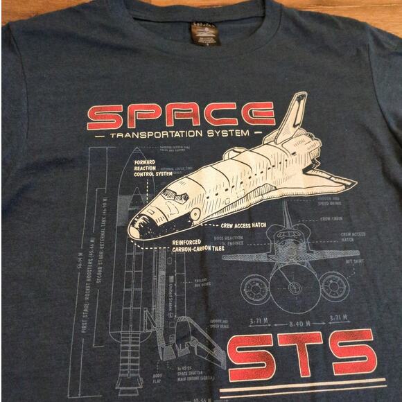 Prairie Mountain Space Shuttle NASA Adult Small Short Sleeve Shirt STS Blue - Picture 2 of 6